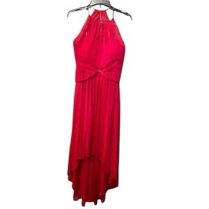 Marina Womens Formal halter style fuchsia pink high low dress 8